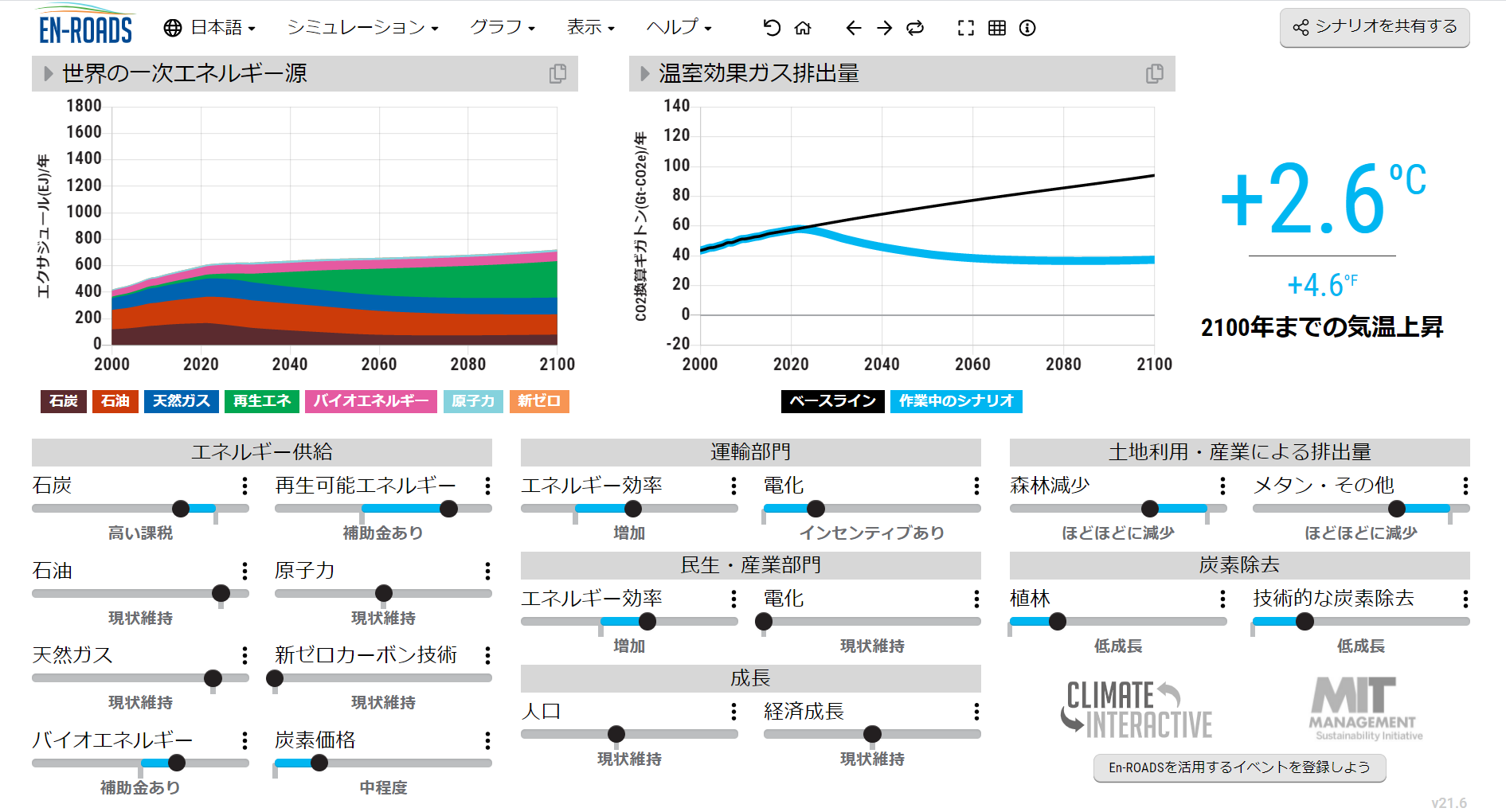 エネルギー・気候政策シミュレーター「En-ROADS」の日本語版　En-ROADSpolicylevers.png